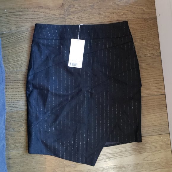 Zadig & Voltaire pinstripe wool asymmetrical skirt XS NWT - Picture 3 of 6